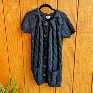 Vince Maternity Pea In the Pod Wool Alpaca Fisherman Knit Sweater Cardig…